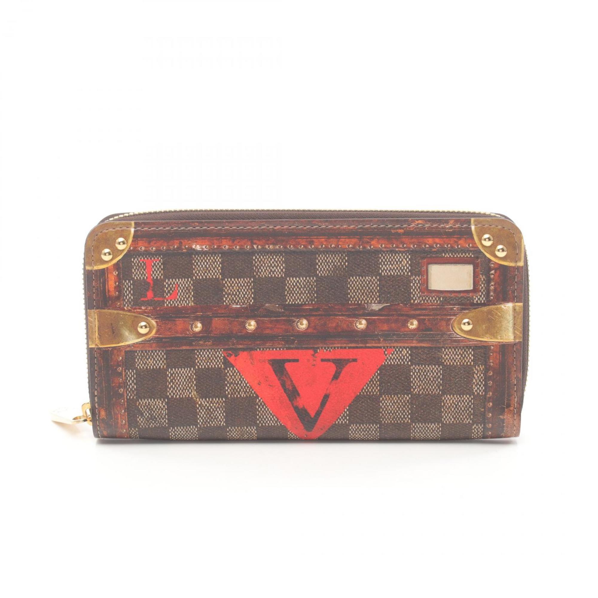 Louis Vuitton LOUIS VUITTON Zippy Wallet Trompe L'oeil Round Long Coated Canvas Leather Transformed Damier Women's Brown Multicolor M63490