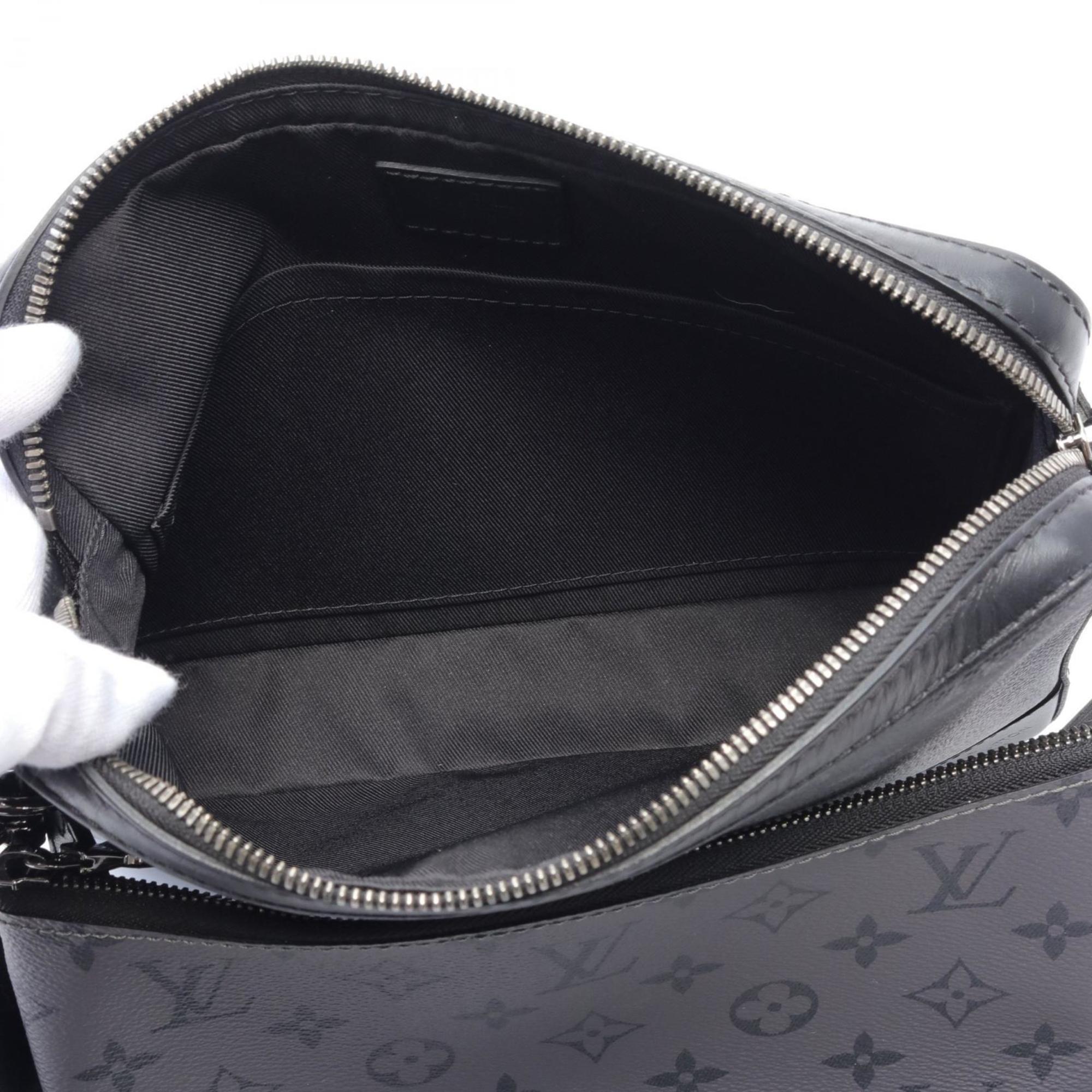 LOUIS VUITTON Trio Shoulder Bag Coated Canvas Leather Monogram Eclipse Men's Black Grey M69443