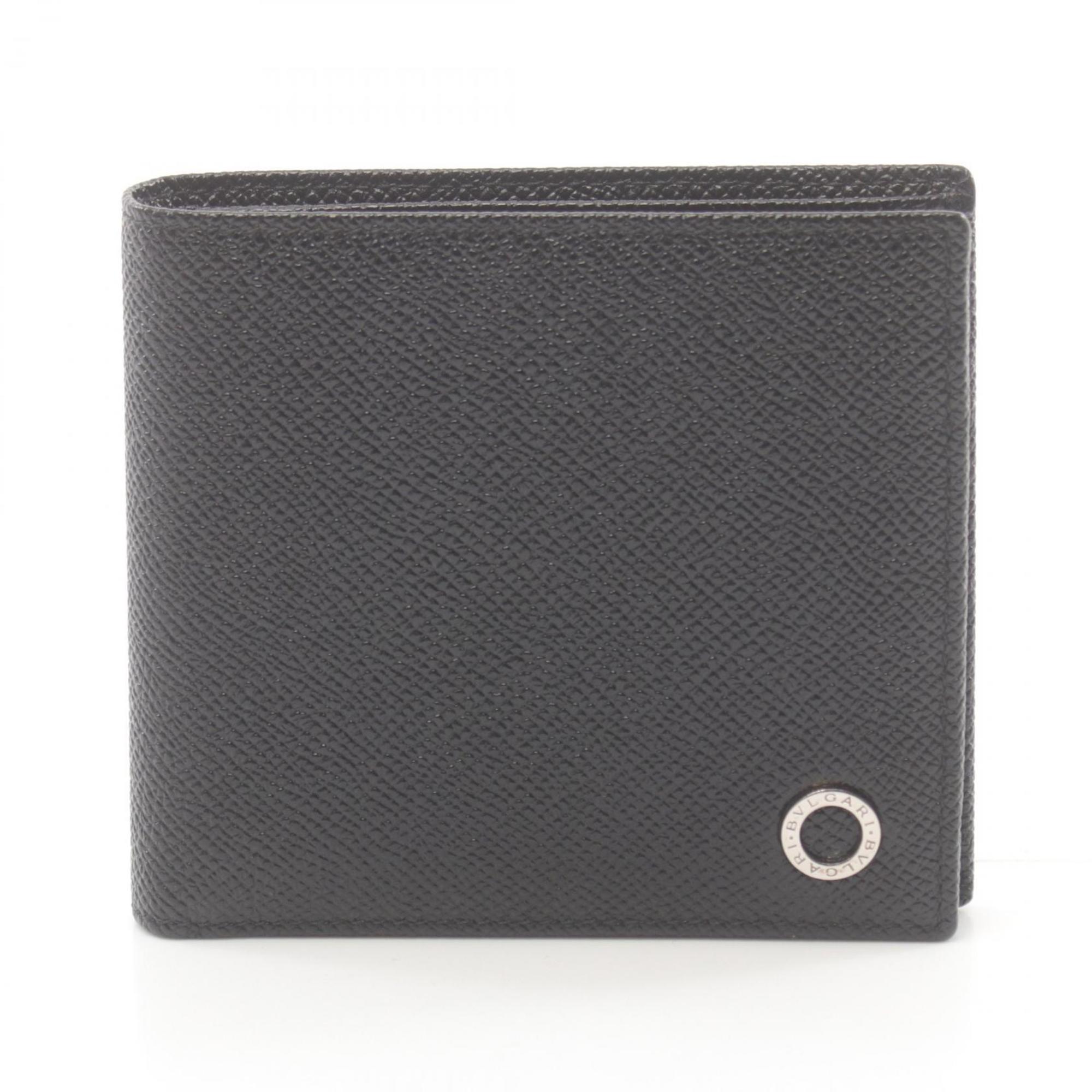 BVLGARI MAN BI-FOLD WALLET LEATHER MEN'S BLACK 30396