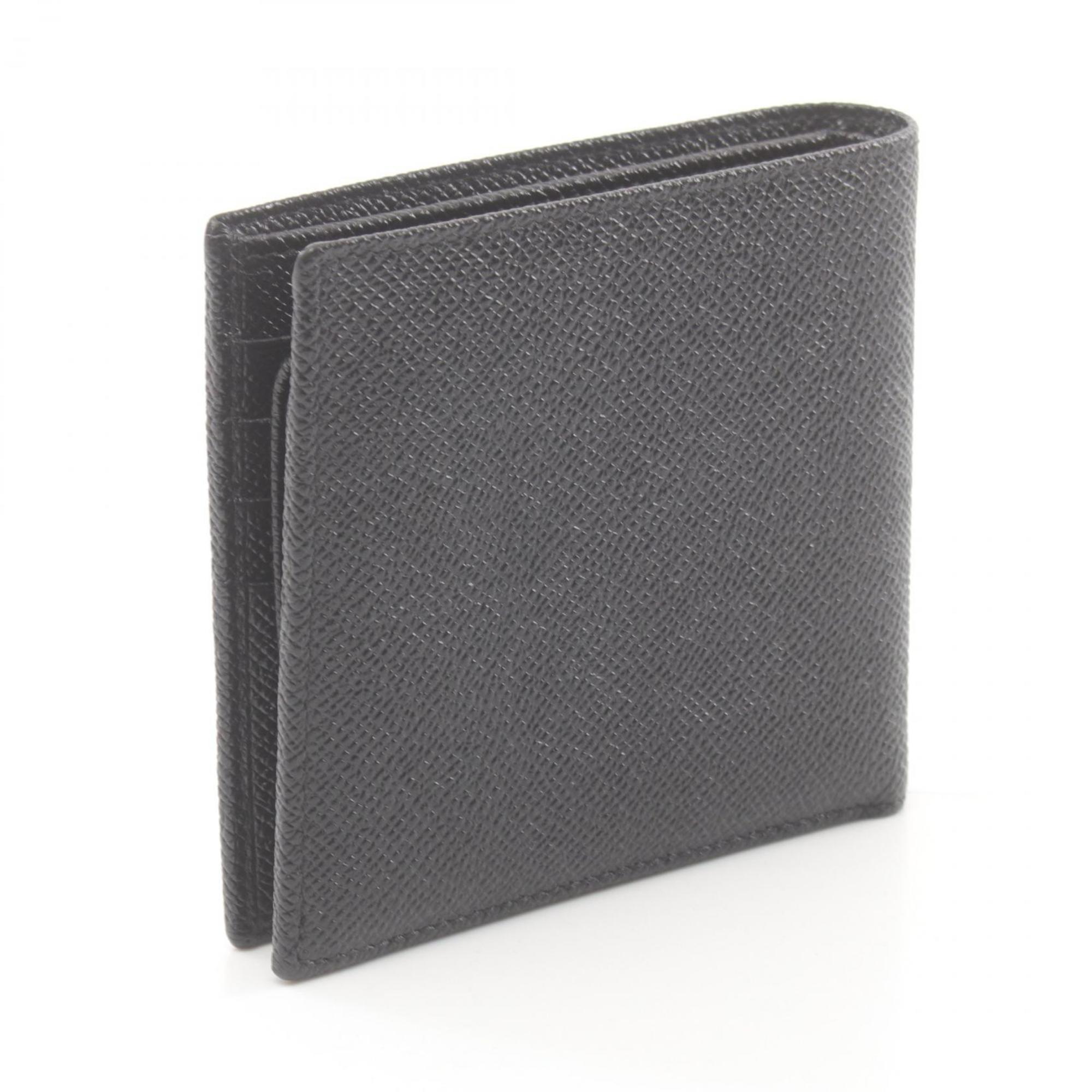 BVLGARI MAN BI-FOLD WALLET LEATHER MEN'S BLACK 30396