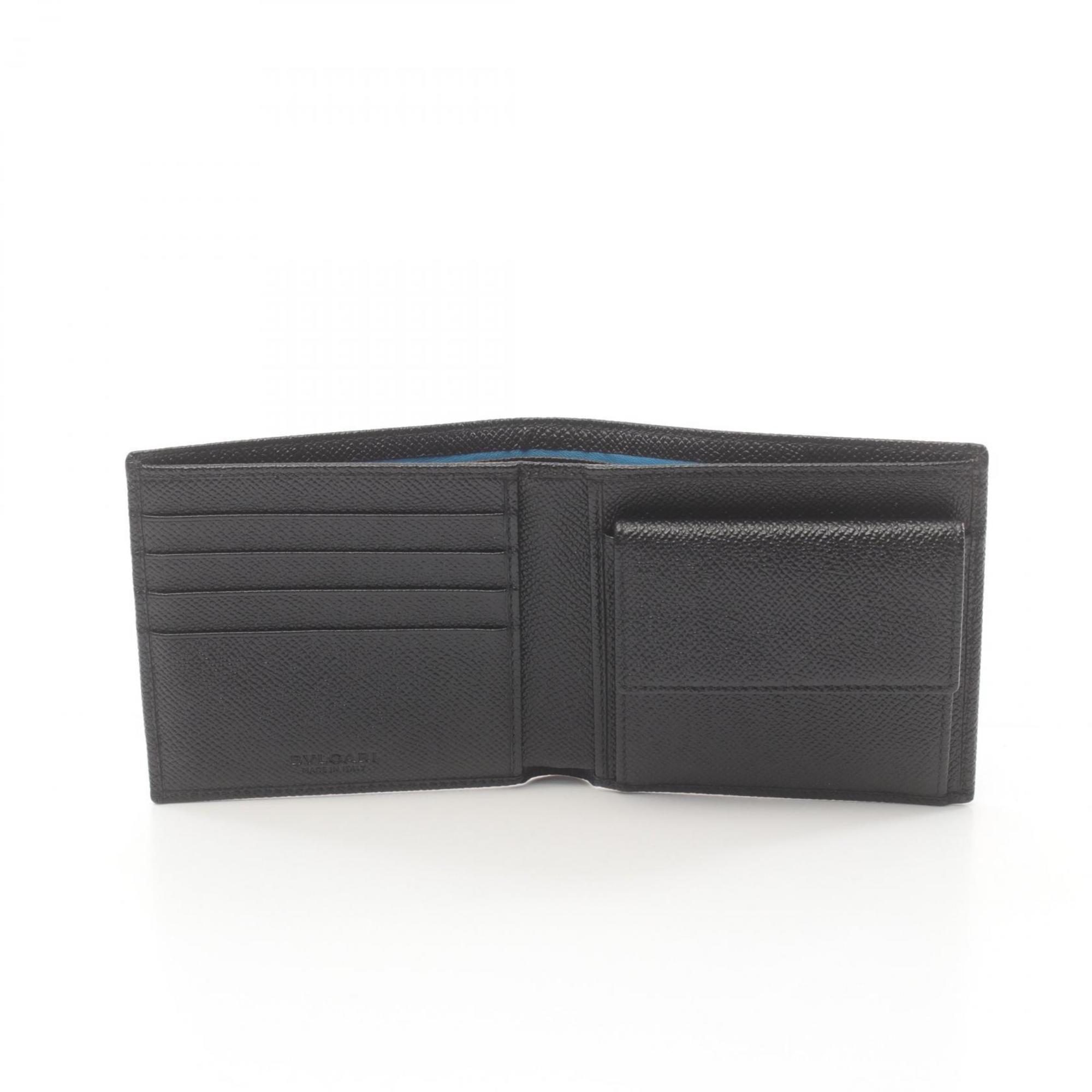 BVLGARI MAN BI-FOLD WALLET LEATHER MEN'S BLACK 30396