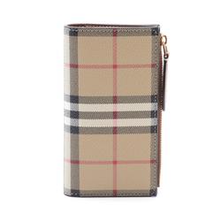 Burberry Bifold Long Wallet, Coated Canvas, Women's, Beige, Multicolor, 8079203