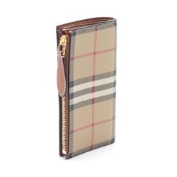 Burberry Bifold Long Wallet, Coated Canvas, Women's, Beige, Multicolor, 8079203