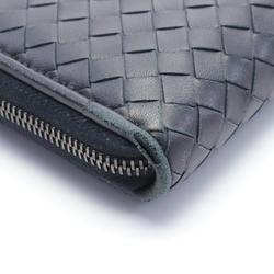 BOTTEGA VENETA Intrecciato Round Long Wallet Leather Exotic Men's Black Grey