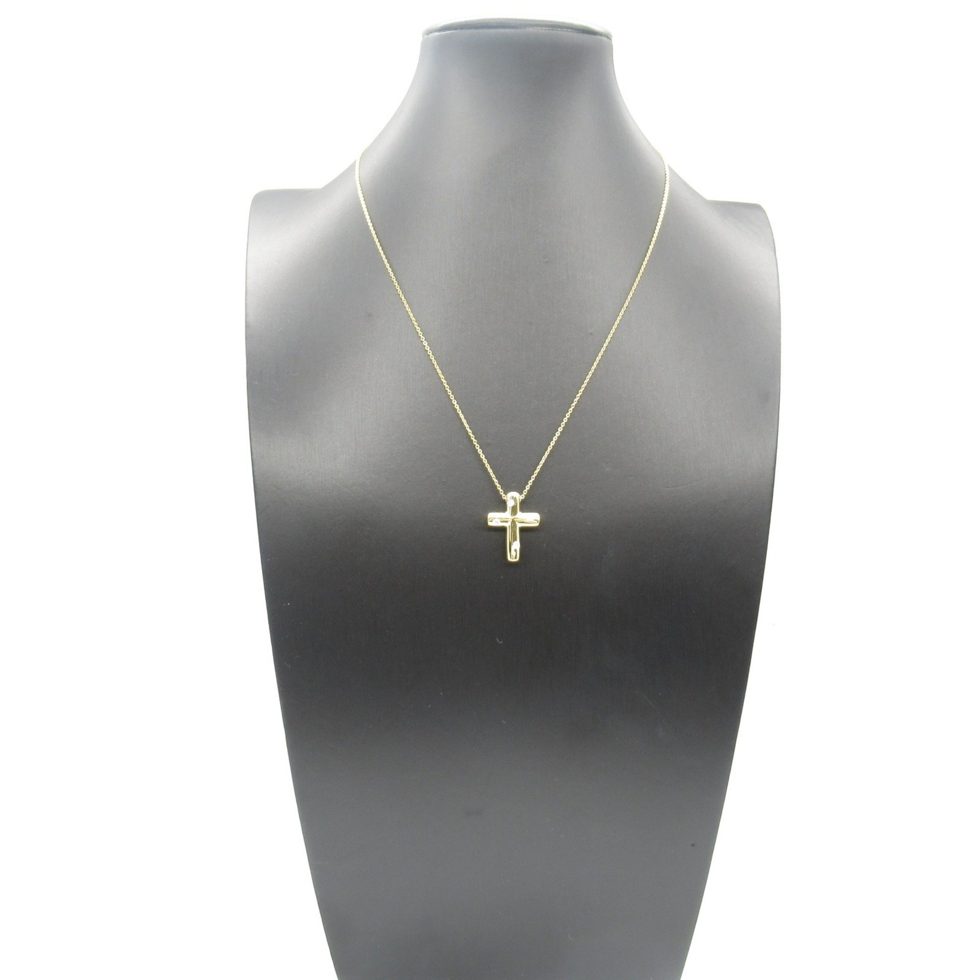 Tiffany & Co. Dots Cross Diamond Necklace, K18 (yellow gold), Pt950 platinum, diamond, ladies, clear