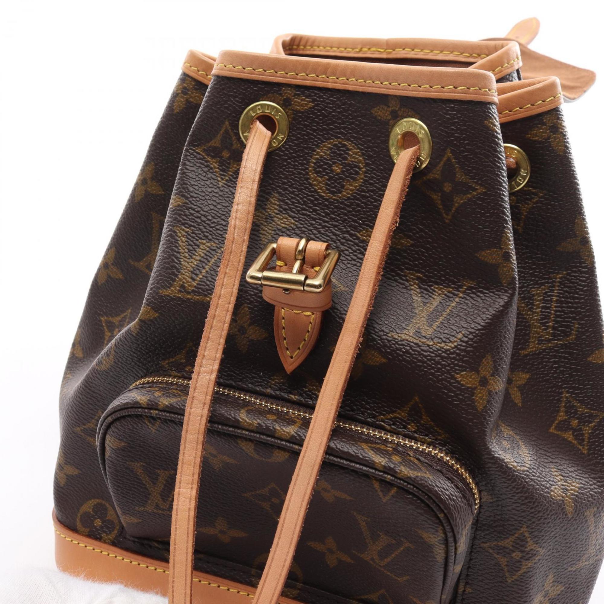 Louis Vuitton Montsouris Rucksack Backpack Bag Coated Canvas Leather Monogram Women's Brown M51137