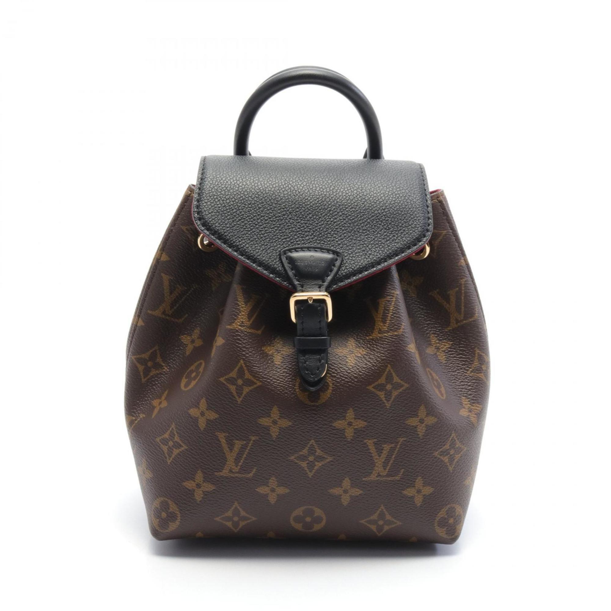 Louis Vuitton Montsouris NM BB Rucksack Backpack Bag Coated Canvas Leather Monogram Women's Brown Black M45516