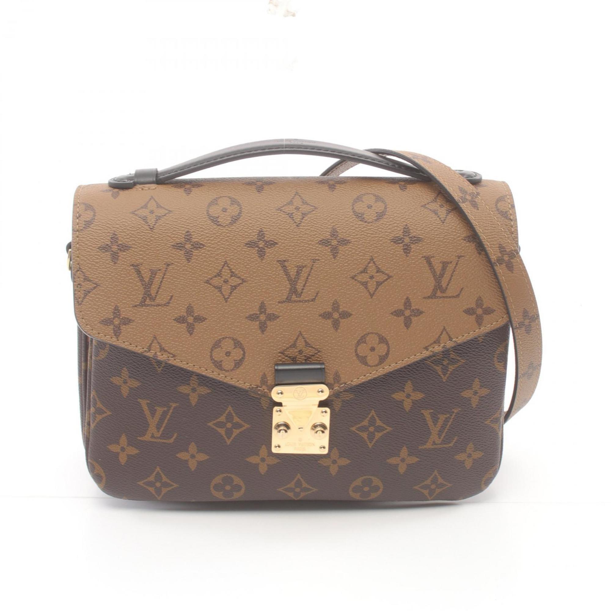 Louis Vuitton Metis MM Pochette Handbag, Coated Canvas, Leather, Monogram Reverse, Women's, Brown, Black, M44876