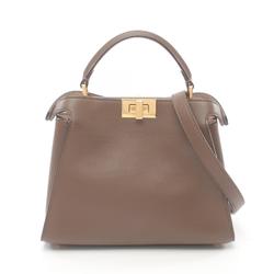 FENDI Peekaboo Essential Handbag Bag Leather Women's Brown 8BN302