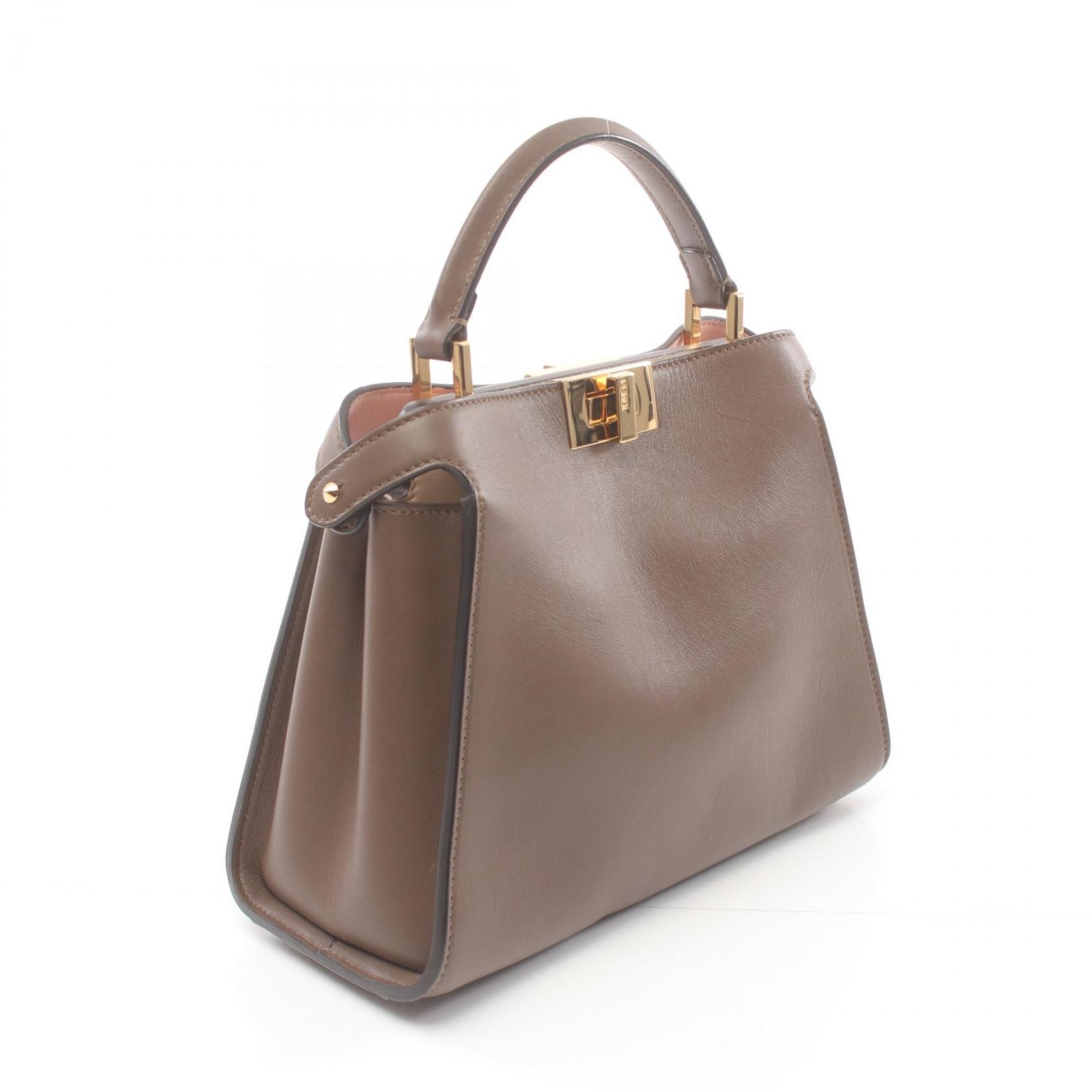 FENDI Peekaboo Essential Handbag Bag Leather Women's Brown 8BN302