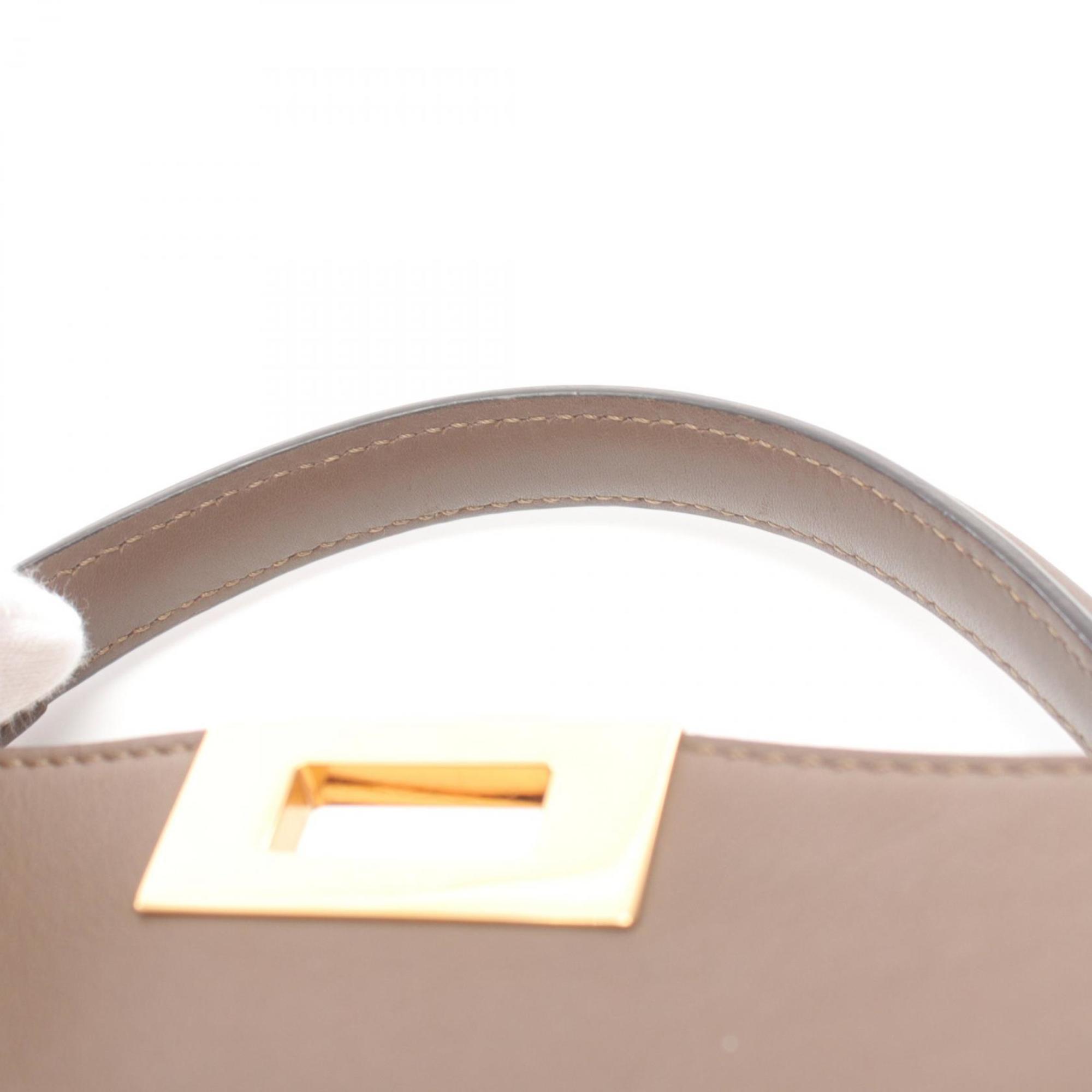 FENDI Peekaboo Essential Handbag Bag Leather Women's Brown 8BN302