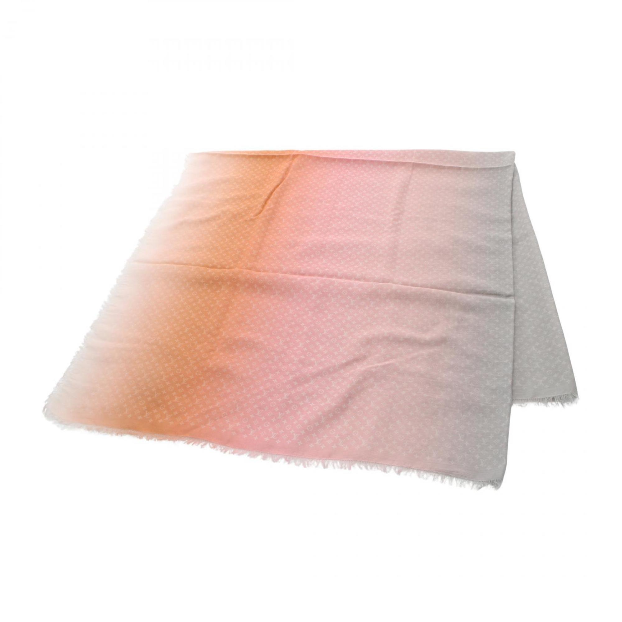 Louis Vuitton Shawl Monogram Sunrise Stole Clothing Cotton Women's Gray Pink Orange M77643