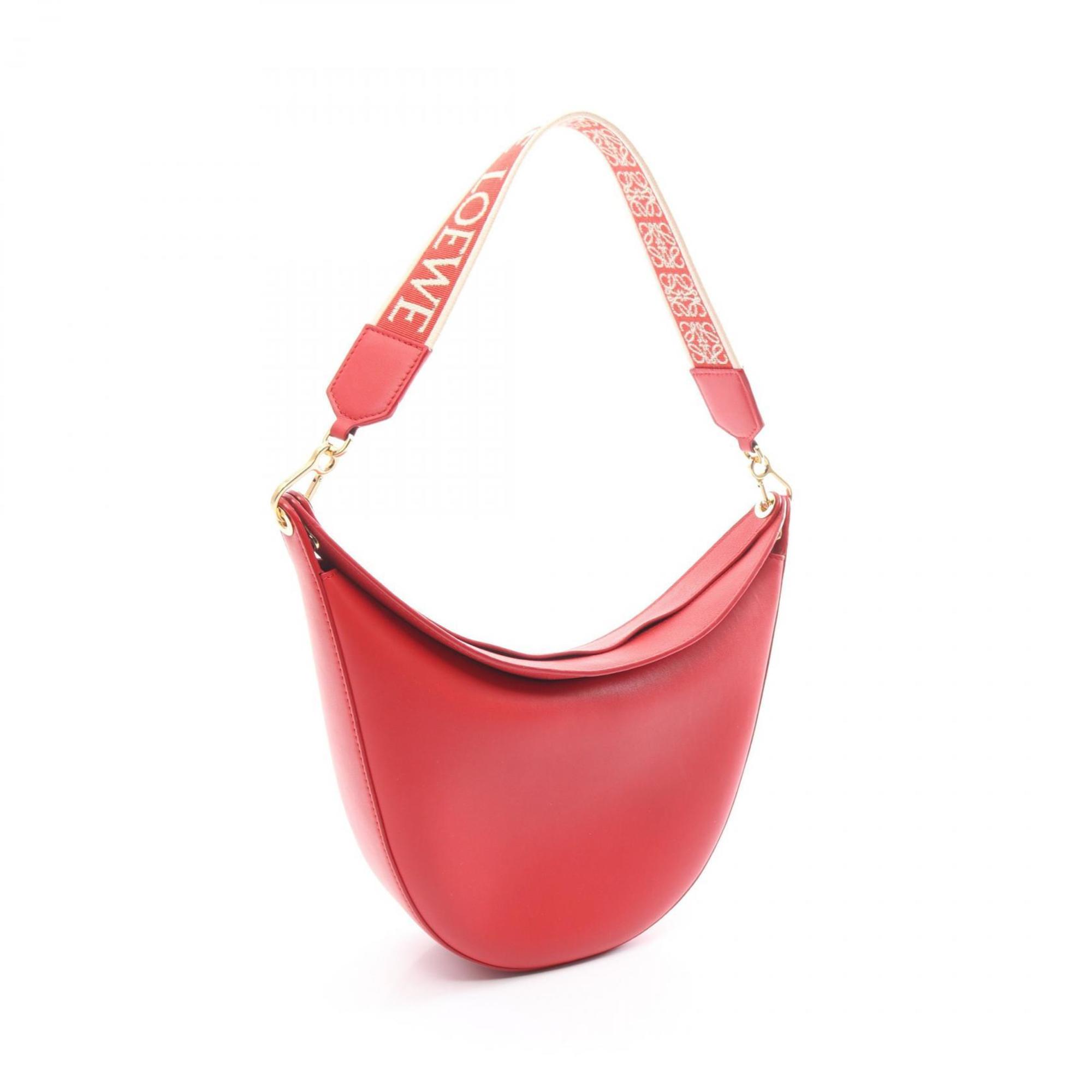 LOEWE Luna Shoulder Bag Leather Women's Red