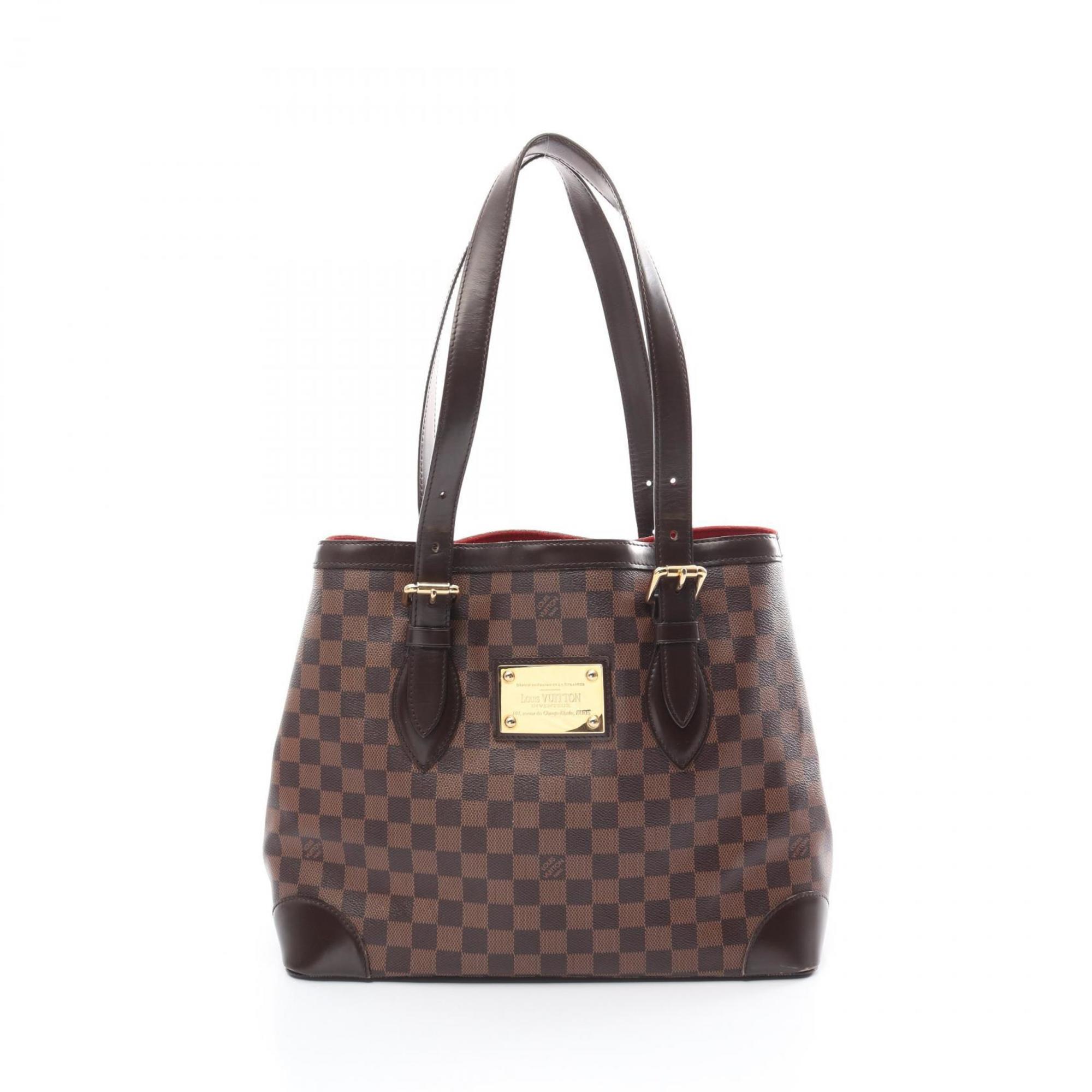 Louis Vuitton Hampstead MM Tote Bag, Coated Canvas, Leather, Damier, Women's, Brown, N51204