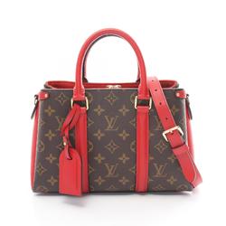 Louis Vuitton Soufflot NV BB Handbag Bag Coated Canvas Leather Monogram Women's Brown Red M44818