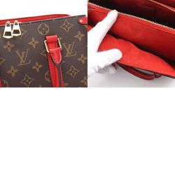 Louis Vuitton Soufflot NV BB Handbag Bag Coated Canvas Leather Monogram Women's Brown Red M44818