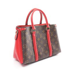 Louis Vuitton Soufflot NV BB Handbag Bag Coated Canvas Leather Monogram Women's Brown Red M44818