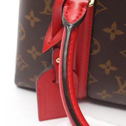 Louis Vuitton Soufflot NV BB Handbag Bag Coated Canvas Leather Monogram Women's Brown Red M44818