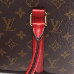 Louis Vuitton Soufflot NV BB Handbag Bag Coated Canvas Leather Monogram Women's Brown Red M44818