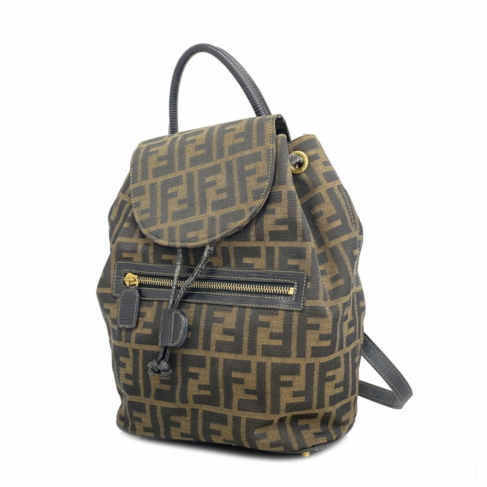 Fendi Backpack/Daypack Zucca Nylon Canvas Brown Women's