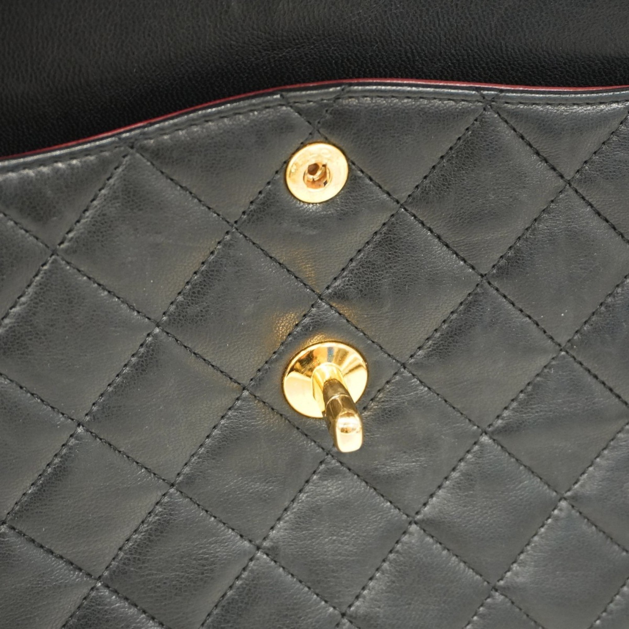 Chanel Shoulder Bag Matelasse Lambskin Black Women's