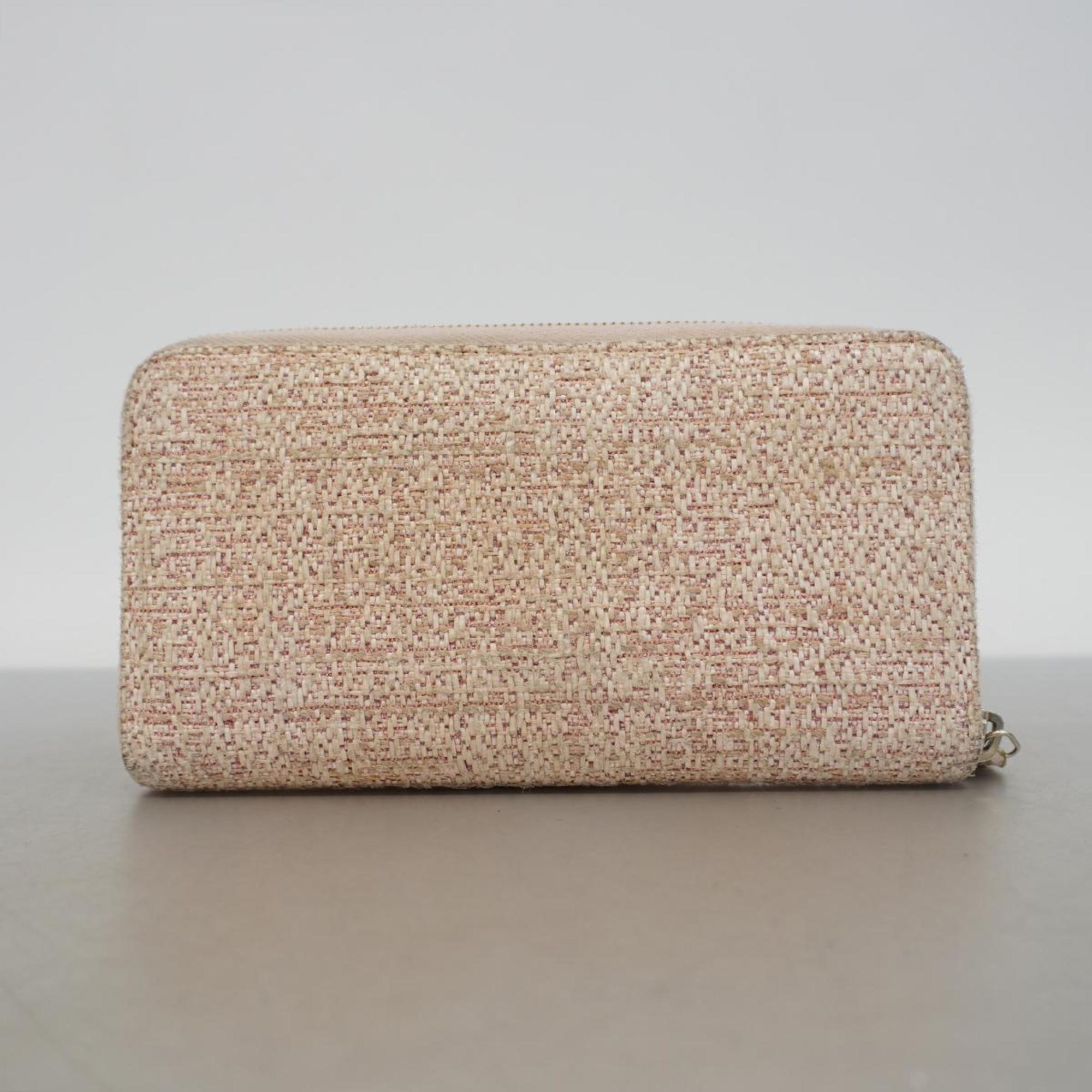 Chanel Long Wallet Deauville Tweed Light Pink Women's