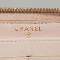 Chanel Long Wallet Deauville Tweed Light Pink Women's