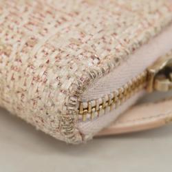 Chanel Long Wallet Deauville Tweed Light Pink Women's