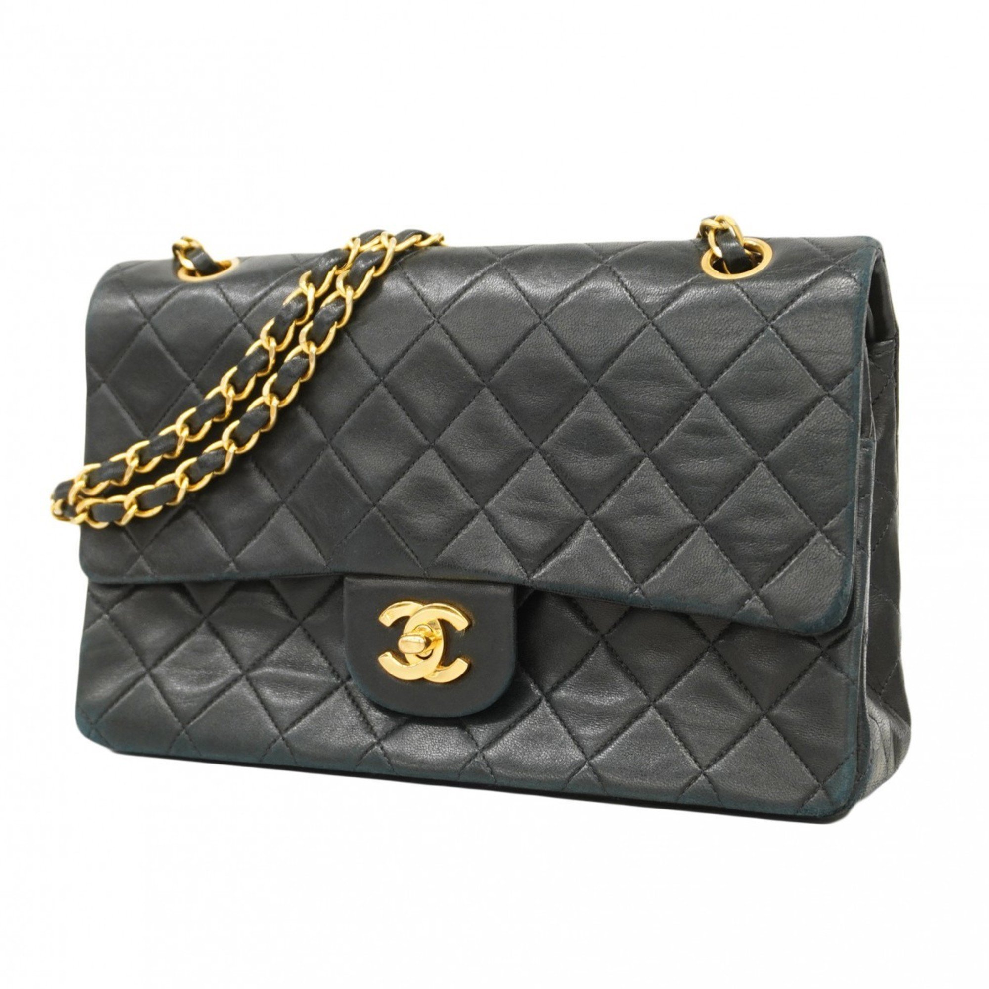 Chanel Shoulder Bag Matelasse Lambskin Black Women's