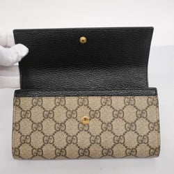 Gucci Long Wallet GG Marmont Supreme 456116 Leather Brown Women's