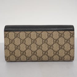 Gucci Long Wallet GG Marmont Supreme 456116 Leather Brown Women's