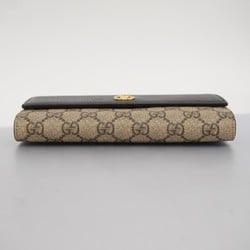 Gucci Long Wallet GG Marmont Supreme 456116 Leather Brown Women's