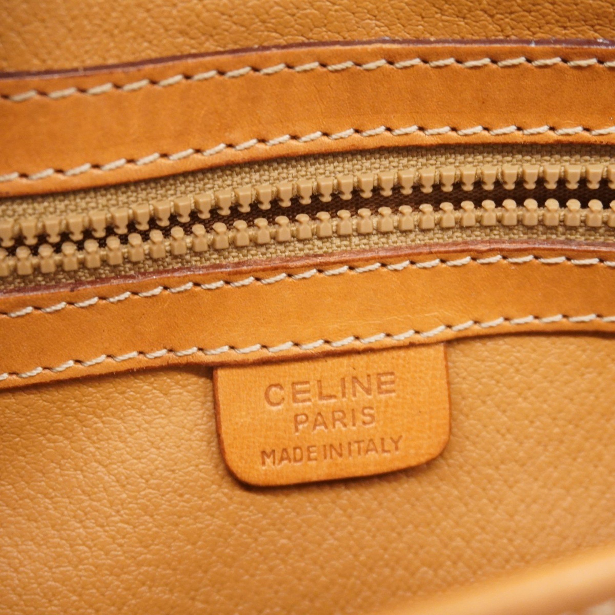 Celine Shoulder Bag Leather Brown Women's