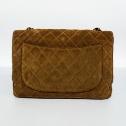 Chanel Shoulder Bag Matelasse Suede Brown Women's