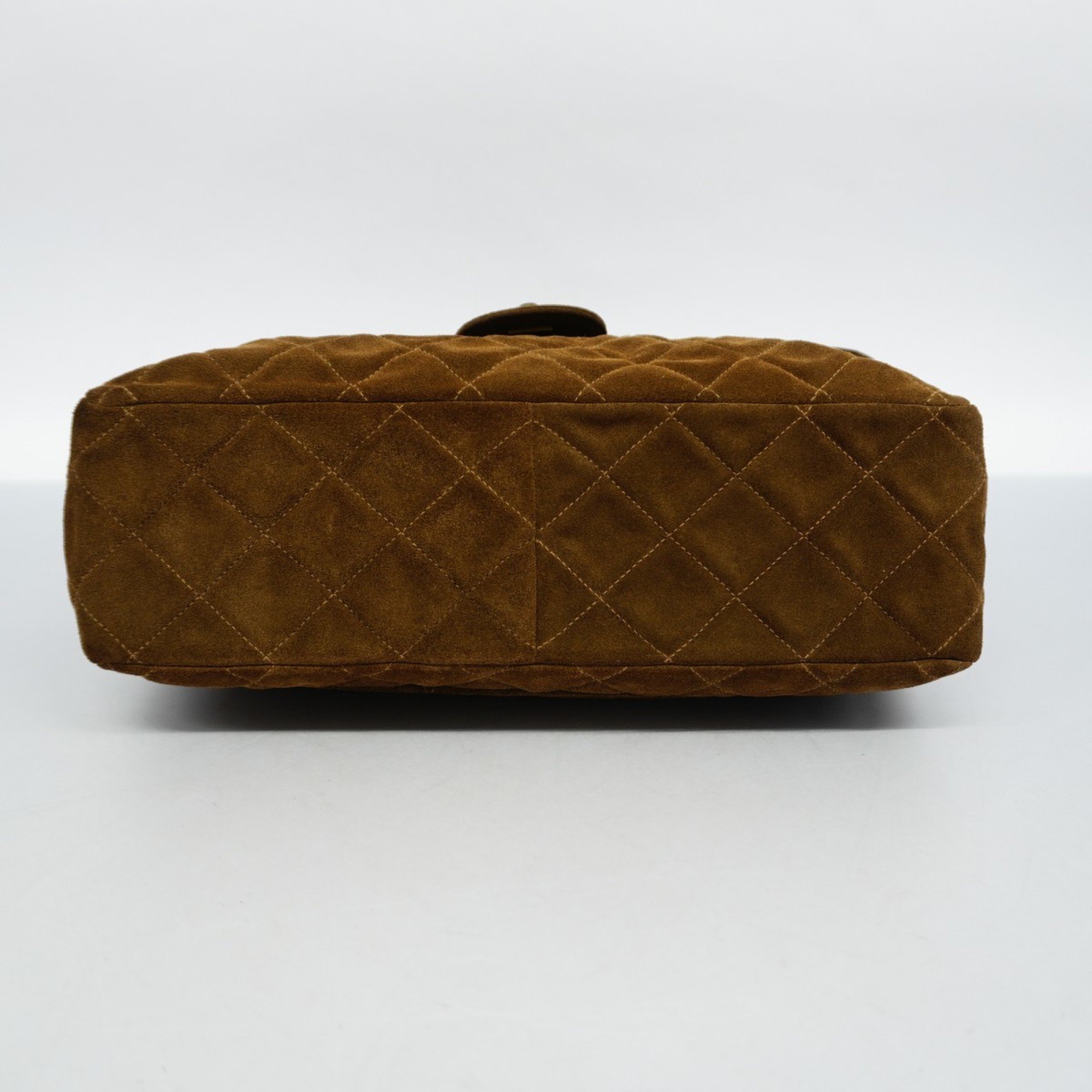 Chanel Shoulder Bag Matelasse Suede Brown Women's