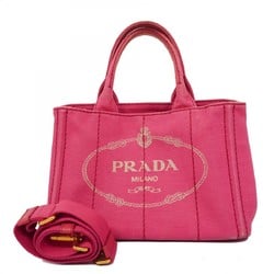 Prada Tote Bag Canapa Canvas Pink Women's