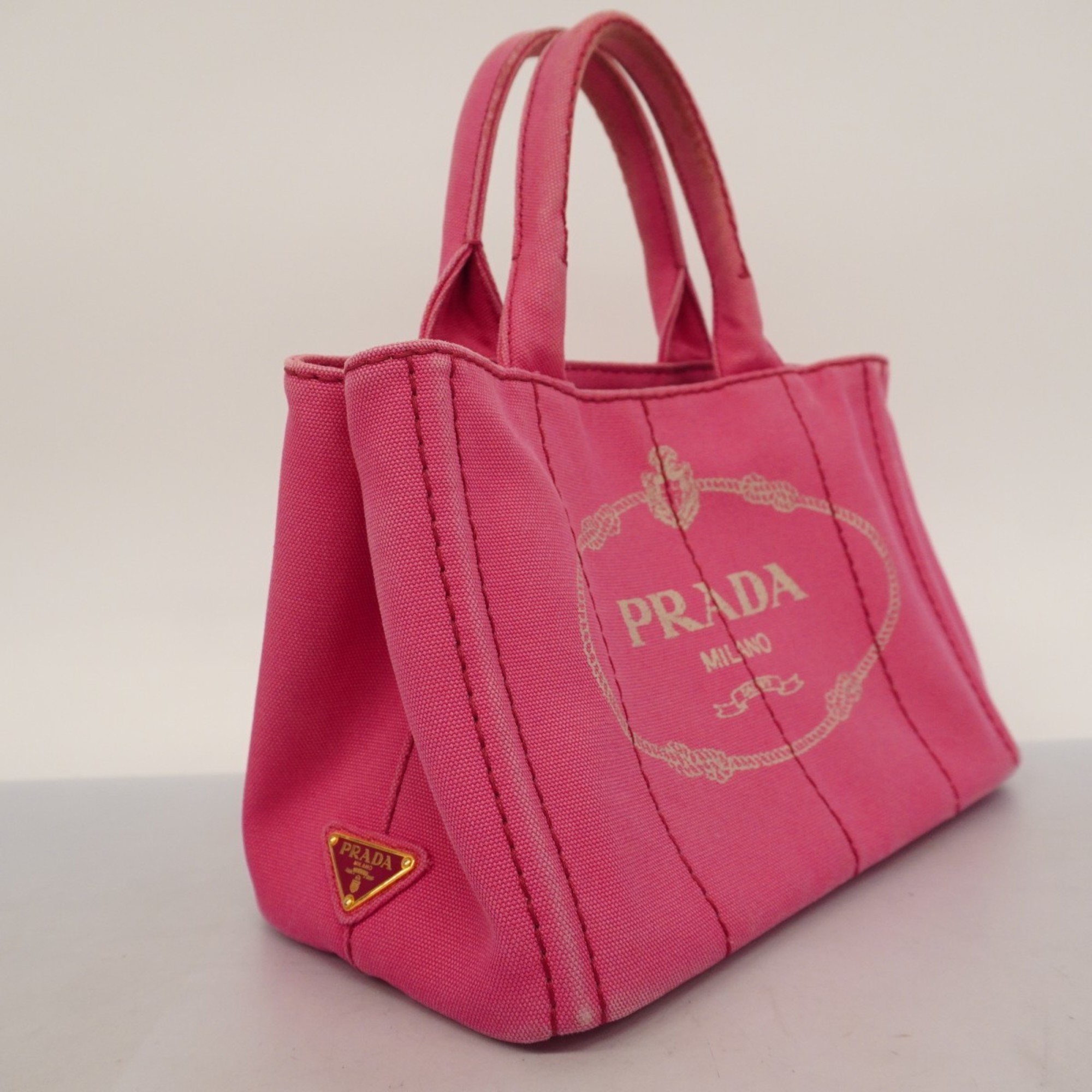 Prada Tote Bag Canapa Canvas Pink Women's