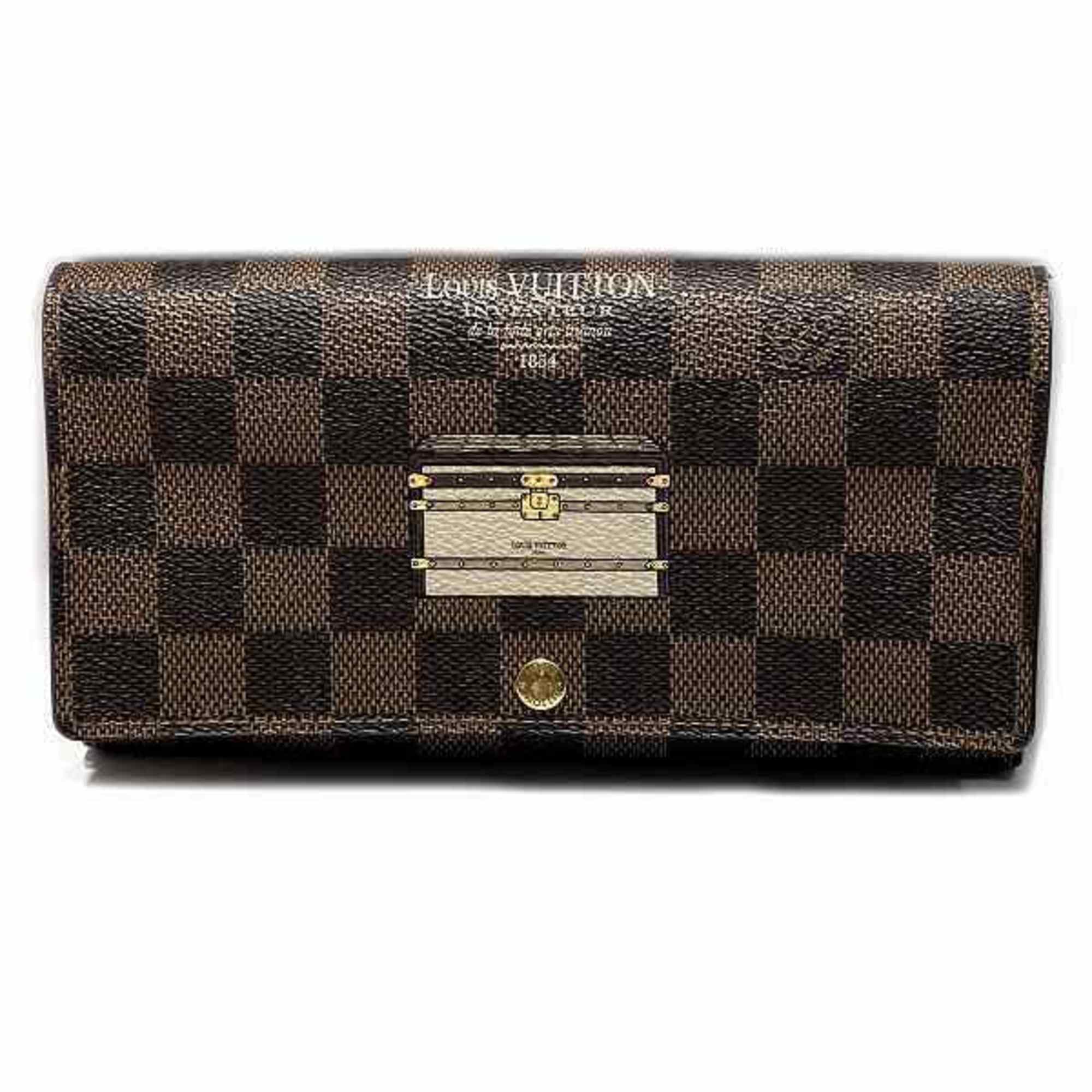 Louis Vuitton Damier Portefeuille Sarah N63179 Trunk Motif Long Wallet Bi-fold for Women