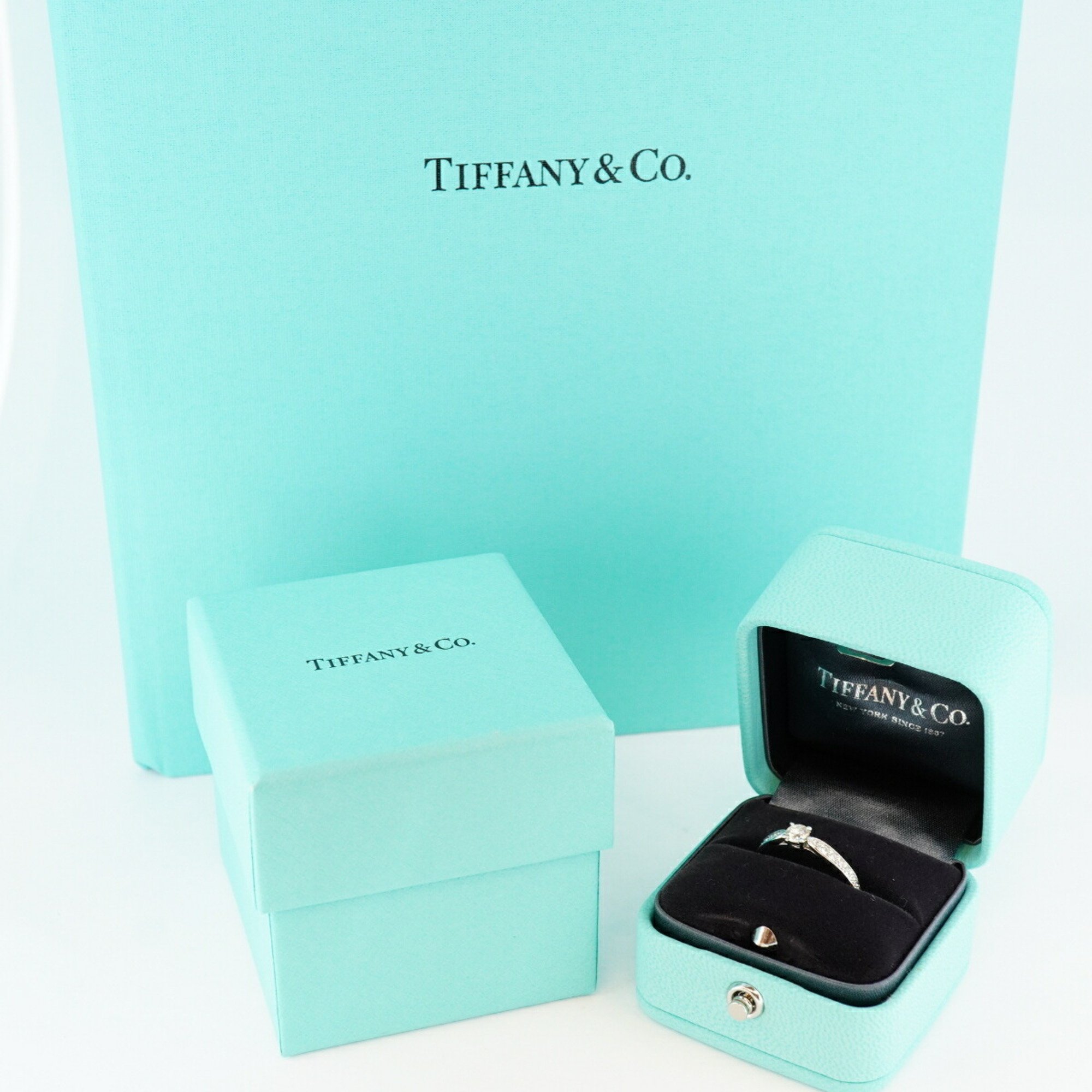 Tiffany Ring Harmony Half Eternity Diamond Pt950 Platinum 0.23ct Size 10 Ladies