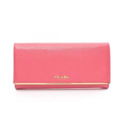 PRADA SAFFIANO METAL Bi-fold Long Wallet Saffiano Leather Women's Pink 1MH132