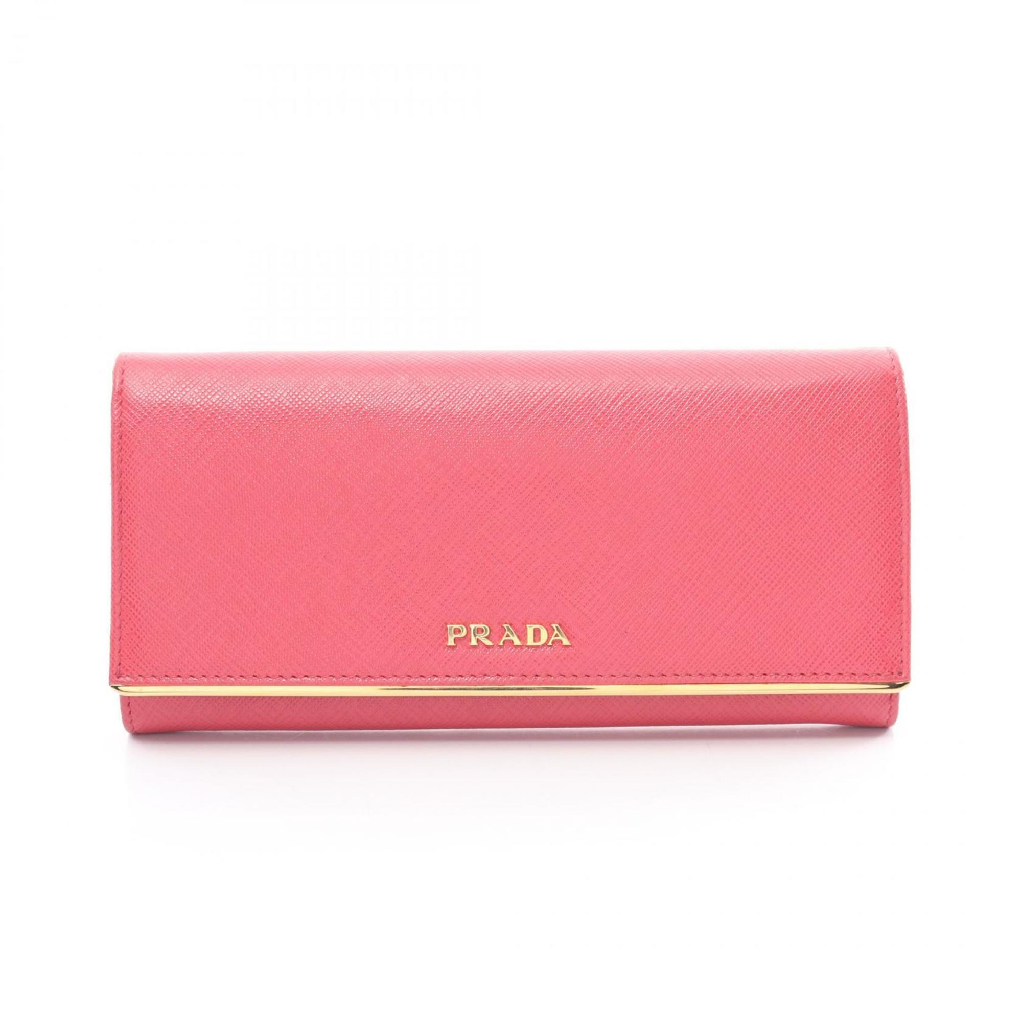 PRADA SAFFIANO METAL Bi-fold Long Wallet Saffiano Leather Women's Pink 1MH132