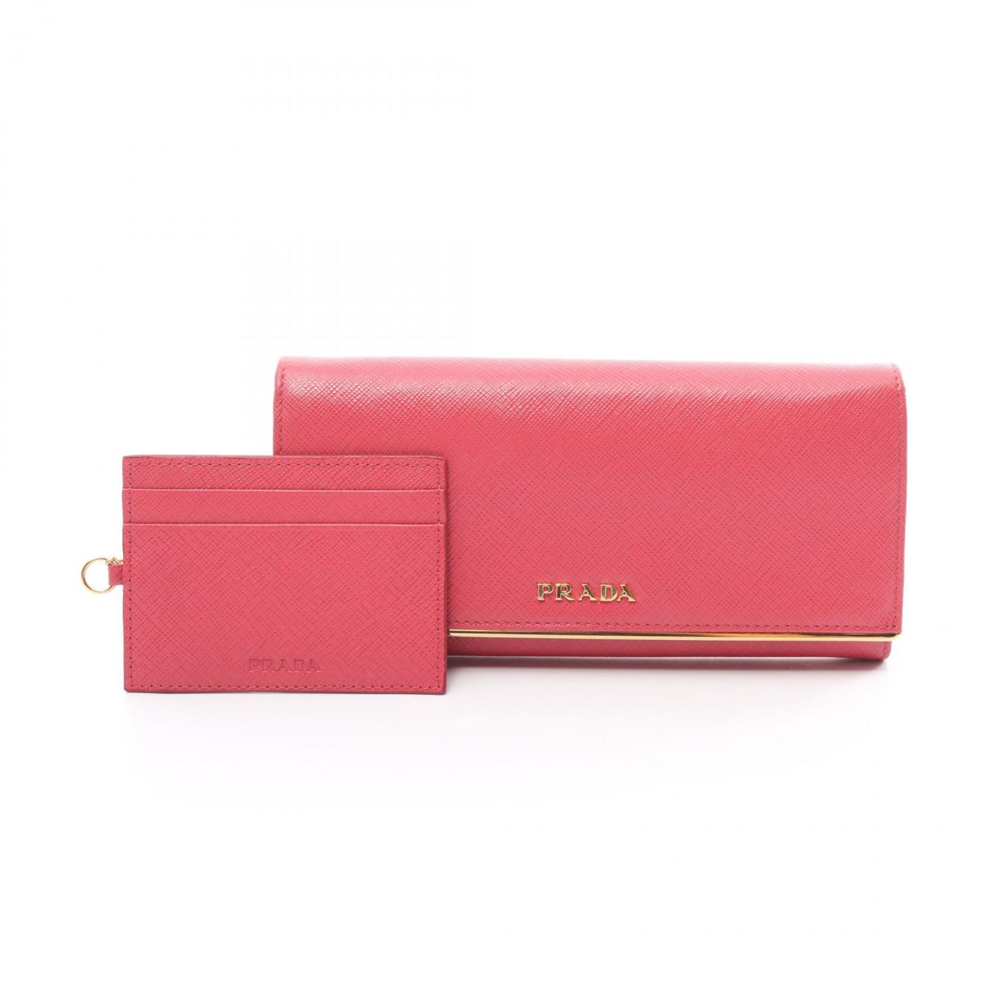 PRADA SAFFIANO METAL Bi-fold Long Wallet Saffiano Leather Women's Pink 1MH132