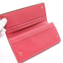 PRADA SAFFIANO METAL Bi-fold Long Wallet Saffiano Leather Women's Pink 1MH132