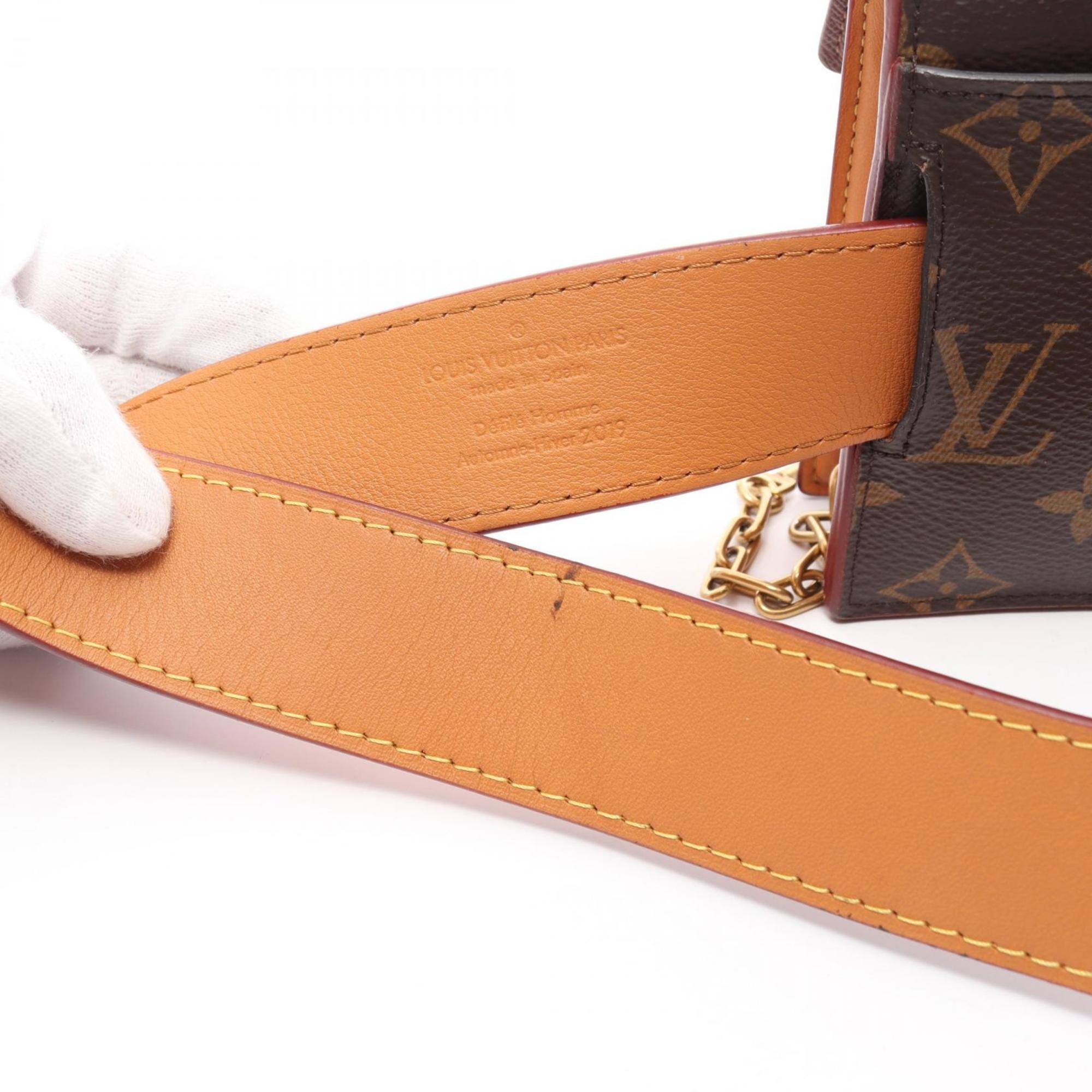 Louis Vuitton S-Lock Belt Pouch PM Monogram Waist Bag Body Coated Canvas Leather Women's Brown M44667