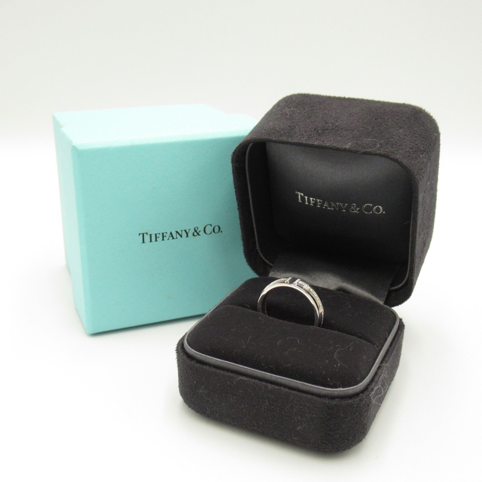 Tiffany & Co. T TWO Ring, K18WG (White Gold), Diamond, Women's, Clear