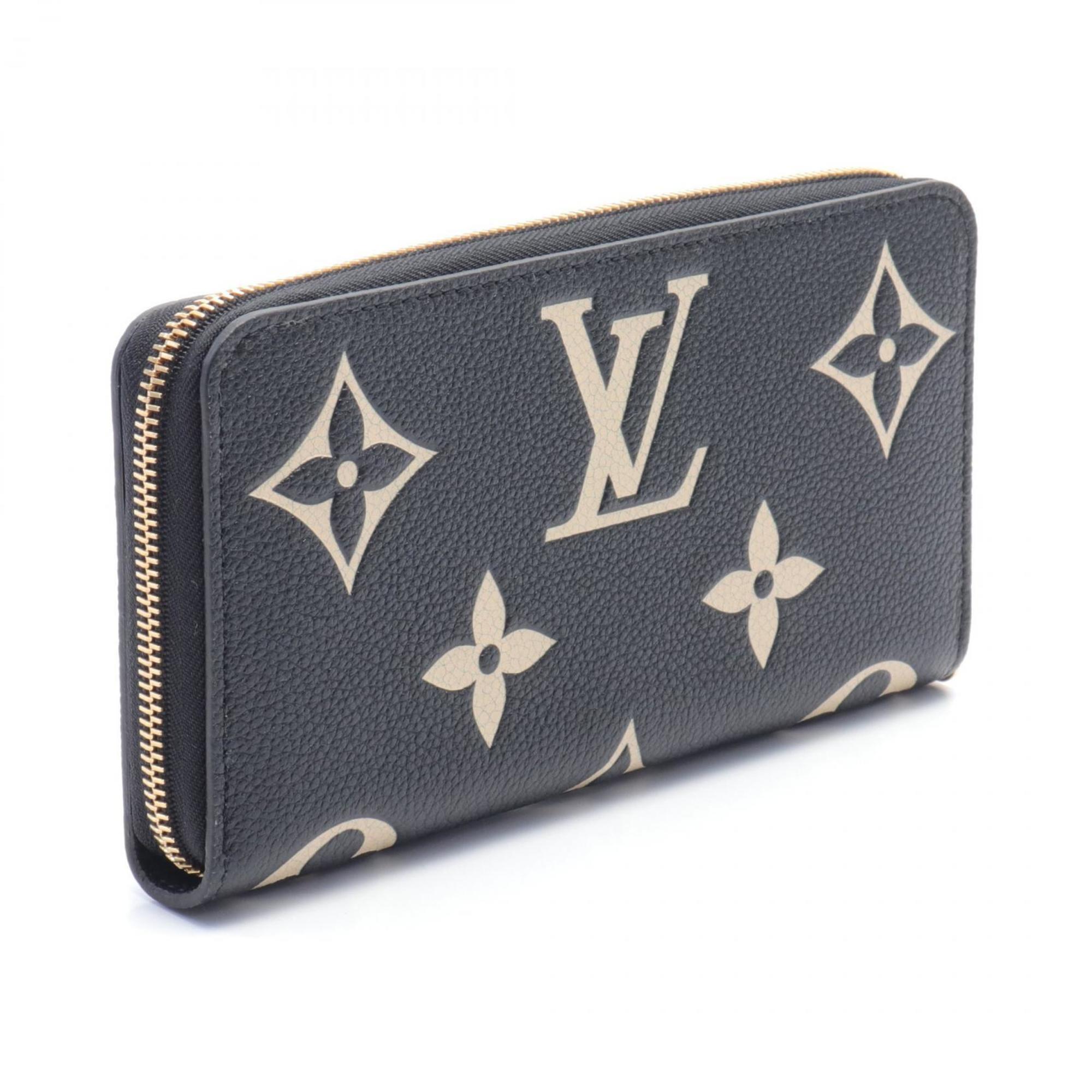 Louis Vuitton LOUIS VUITTON Zippy Wallet Bicolor Round Long Leather Monogram Empreinte Women's Black Beige M80481