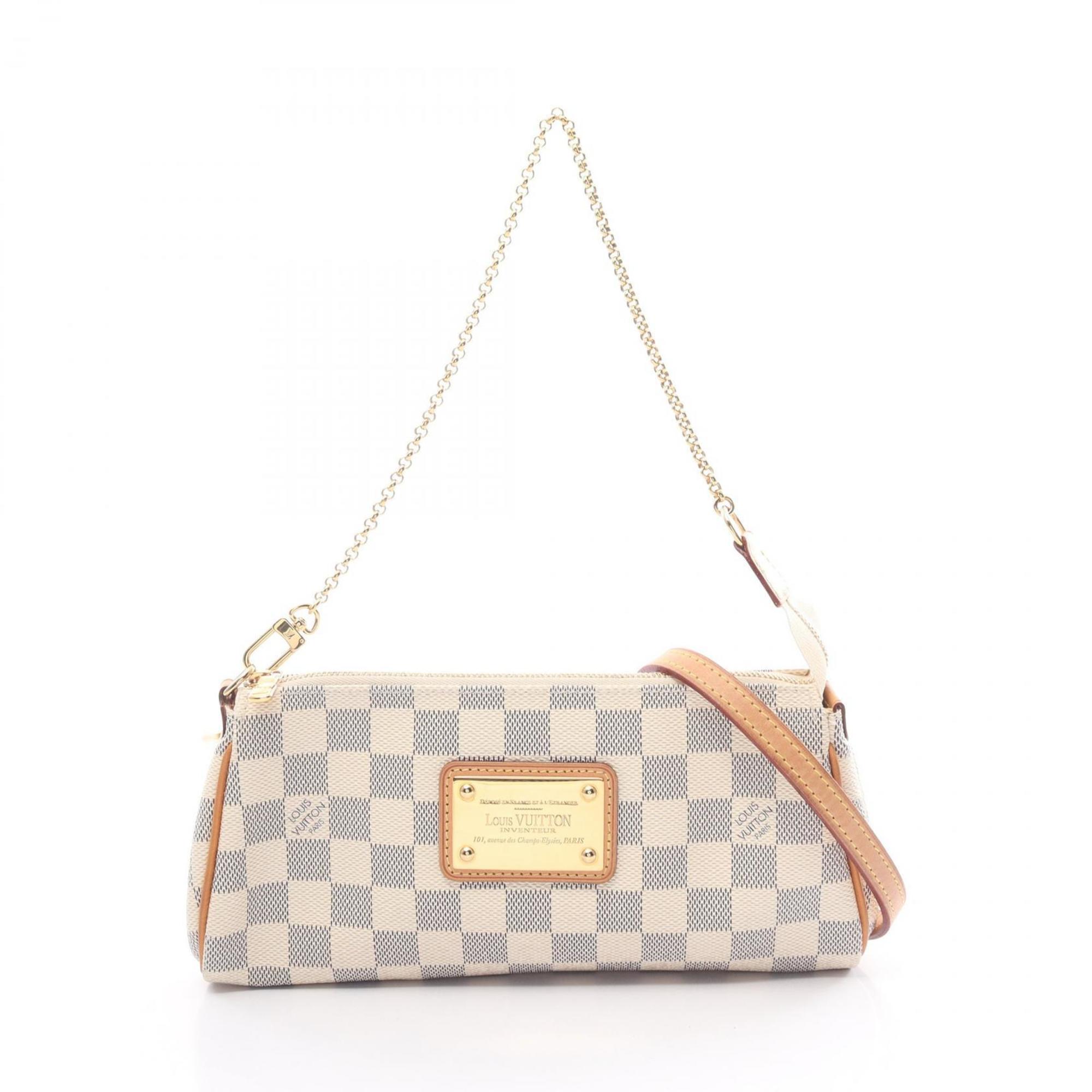 Louis Vuitton Eva Damier Azur Handbag Bag Coated Canvas Leather Women's White N55214