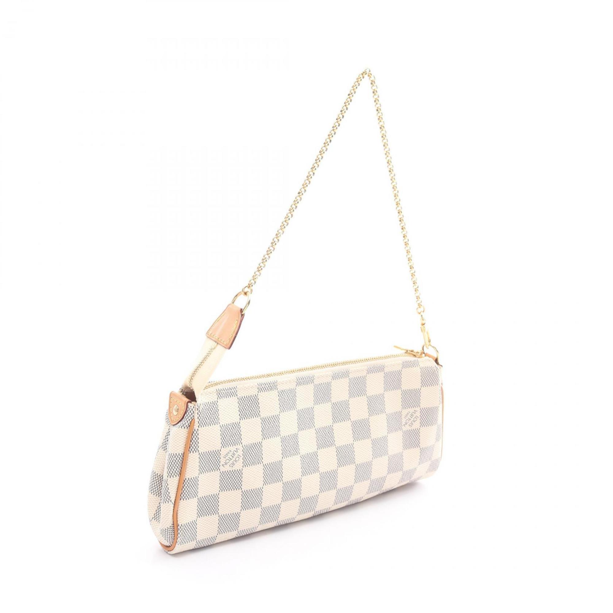 Louis Vuitton Eva Damier Azur Handbag Bag Coated Canvas Leather Women's White N55214