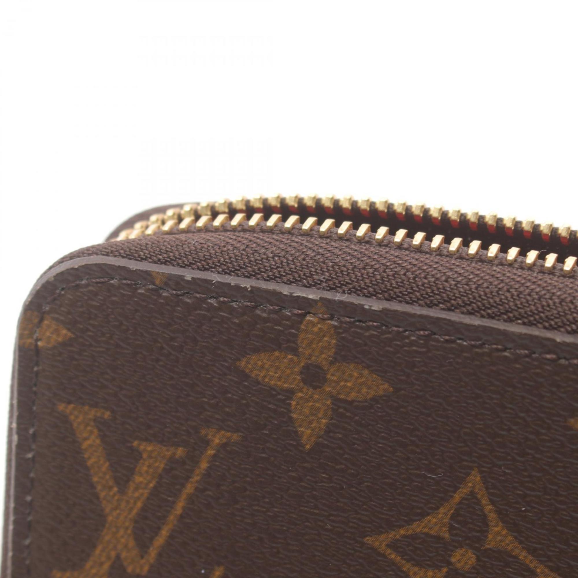 Louis Vuitton LOUIS VUITTON Zippy Wallet Round Long Coated Canvas Monogram Women's Brown Red M41896