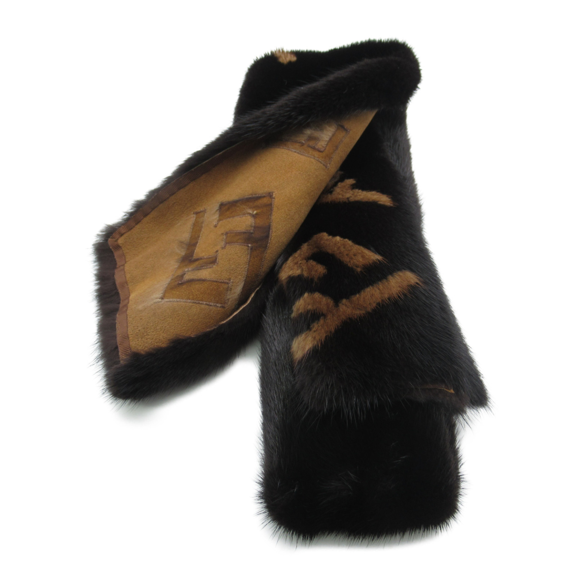 FENDI FF Scarf Clothing Mink Women's Brown